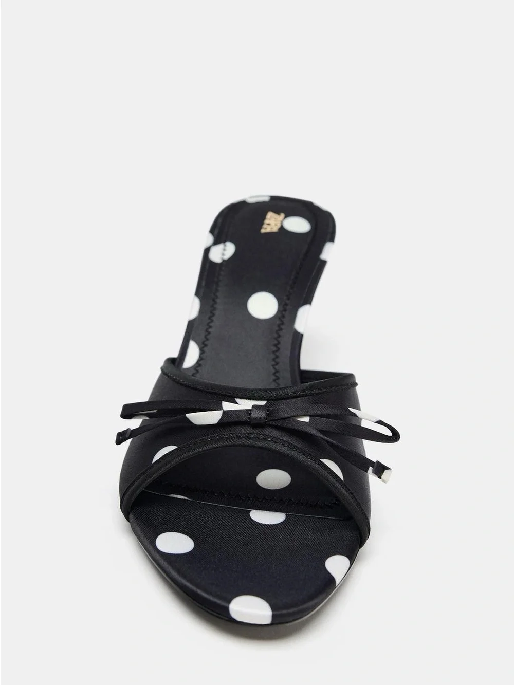Zara Mule Sandals Polka Dot Heeled Sandals Bow party Sz 8.5 NEW - Picture 2 of 3